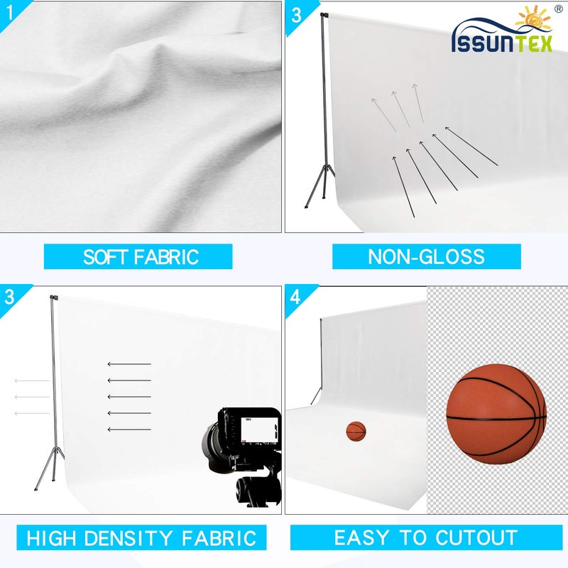 ISSUNTEX 10X12 ft Background Muslin Backdrop, Photo Studio, Collapsible High Density Screen for Video Photography and Television-White - Image 3